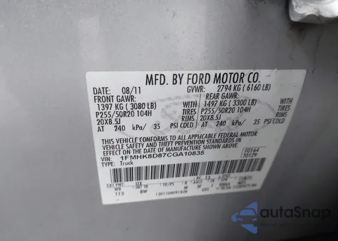 2012 Ford Explorer Xlt from USA, damaged, VIN 1FMHK8D87CGA10835